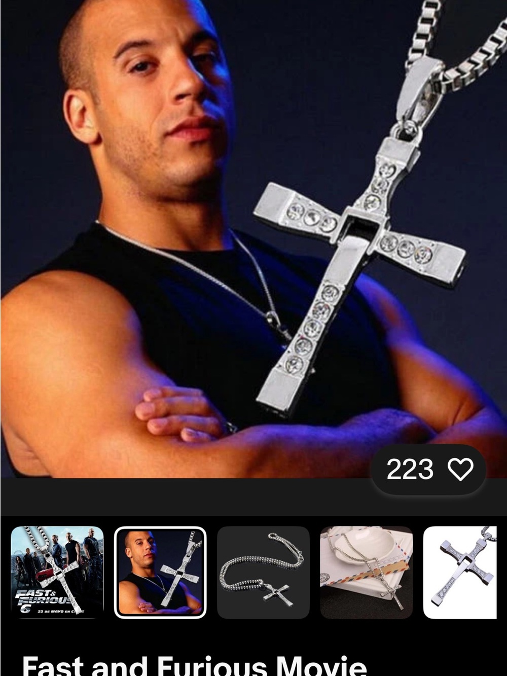 Silver Crystal Cross Pendant Necklace - Pair fast and furious